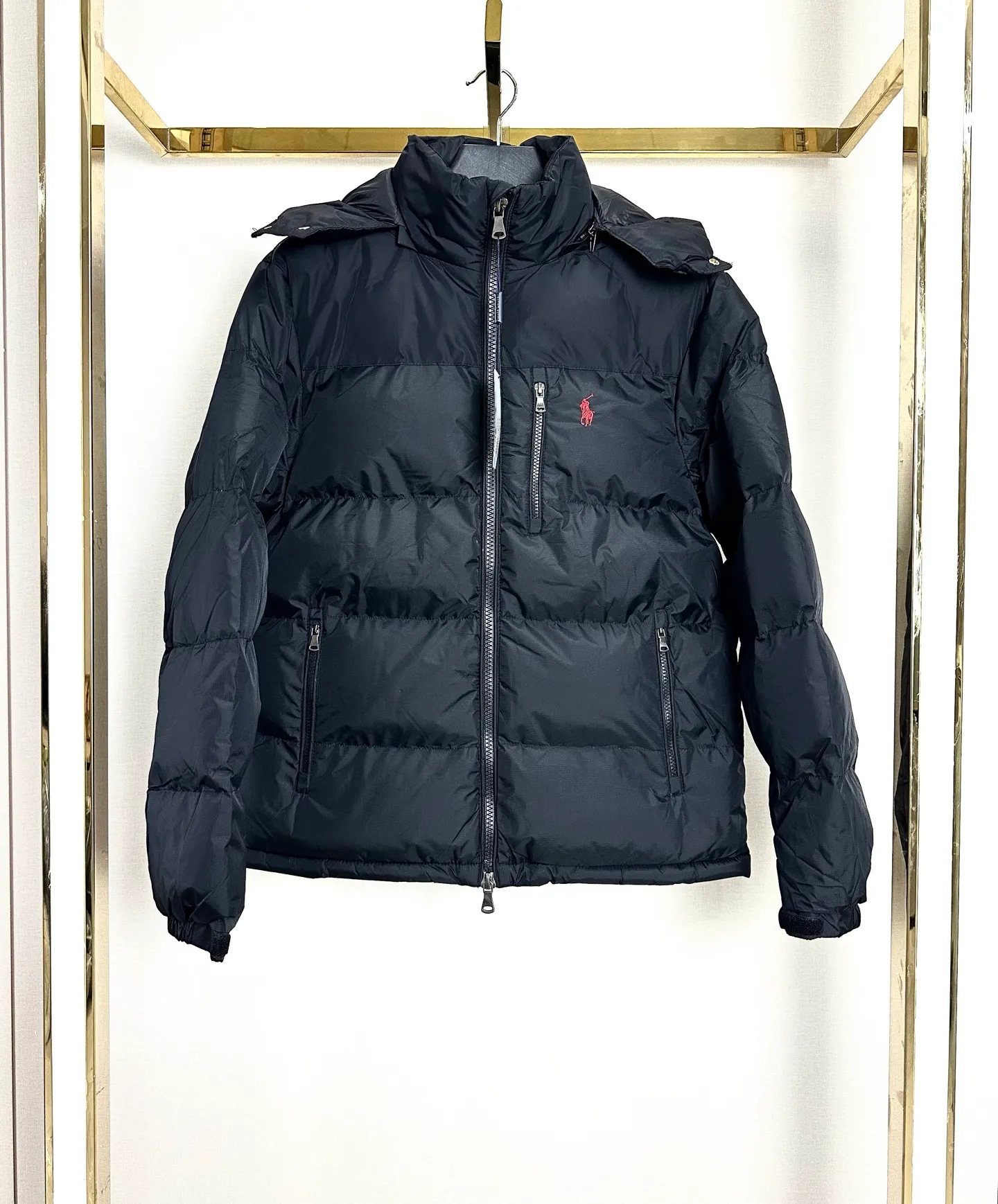 P380 Ralph Lauren/Ralph Lauren RL pony, retro color-blocked removable hooded zipper, second-hand cotton jacket, medieval extinct style, original proofing, 25-year new model, custom-woven fabric, delicate and smooth hand feel, custom-made upper and lower color matching, different from the overall one-color style, more wearable, mold-opening hardware accessories, all original versions are the same! Color: black, silver gray, navy blue, military green Size: M-2XL